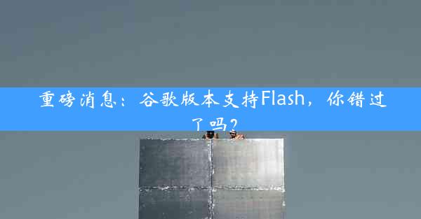 重磅消息：谷歌版本支持Flash，你错过了吗？