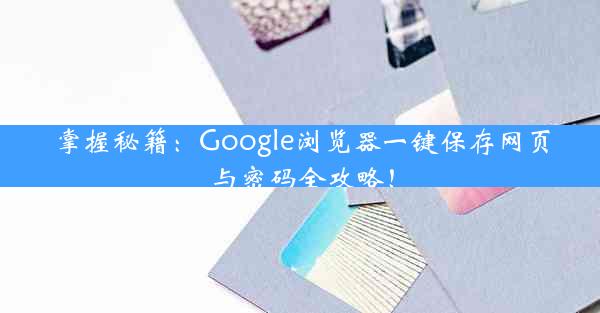 掌握秘籍：Google浏览器一键保存网页与密码全攻略！